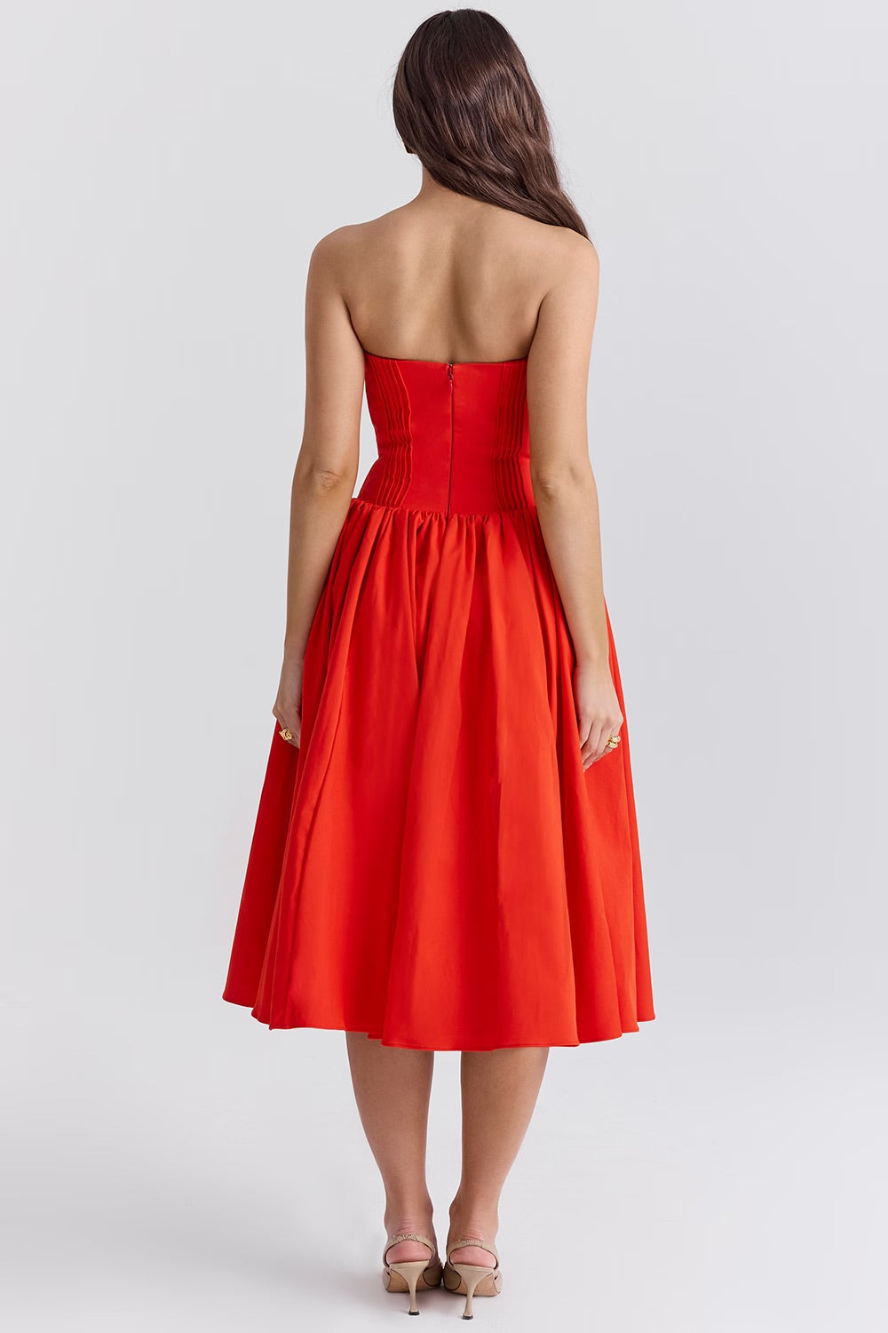 Aadhya | Dress Strapless Midi Red