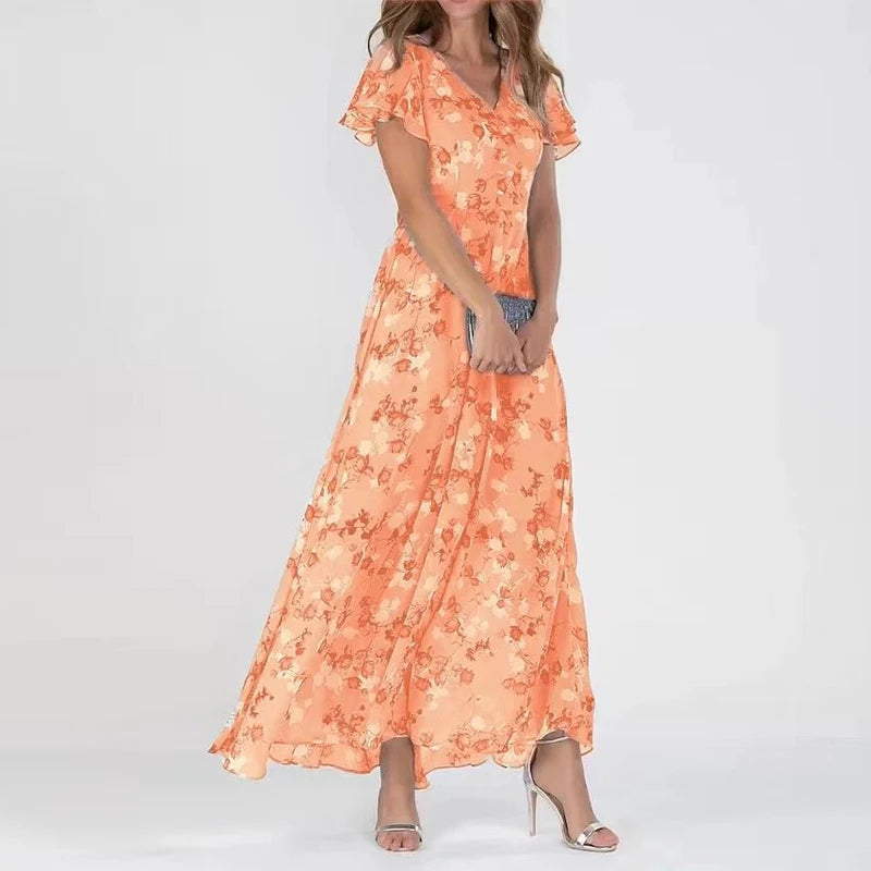 Lilac | Floral Flutter Maxi Dress
