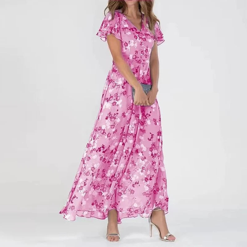 Lilac | Floral Flutter Maxi Dress