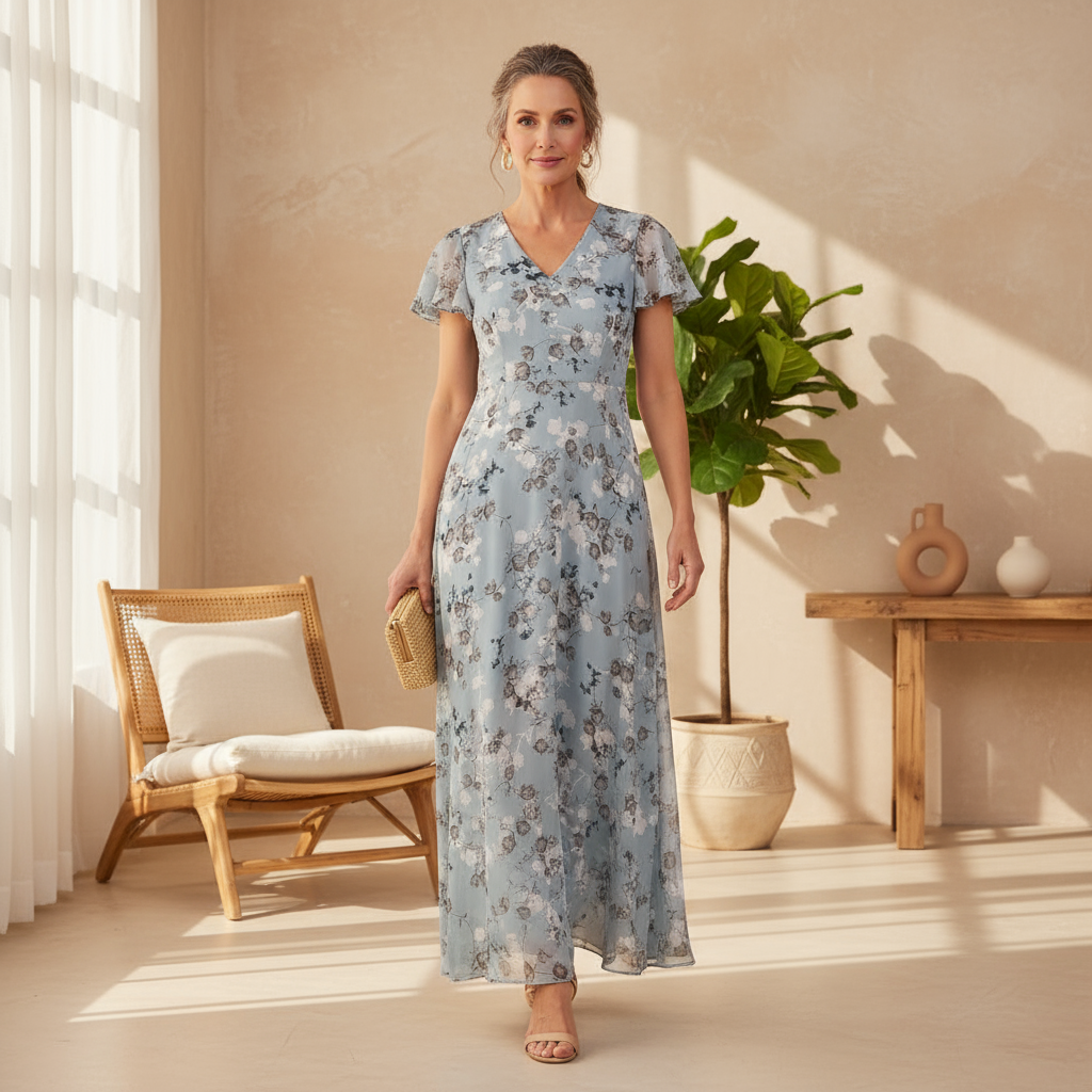 Lilac | Floral Flutter Maxi Dress