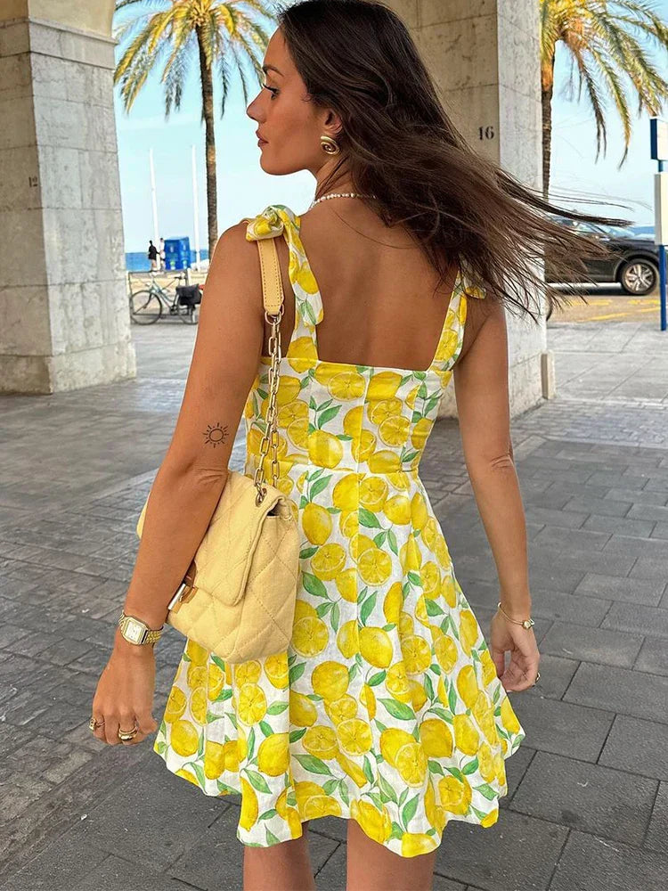 Vallie | Dress with Lime Print