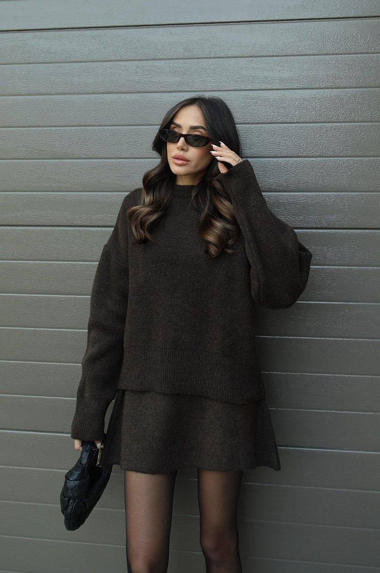 Trisha | Knitted Set with Oversized Sweater & Skirt