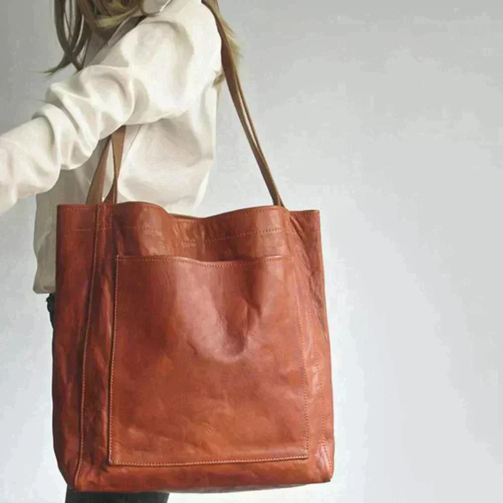 Davida | Leather Bag with Outside Pocket