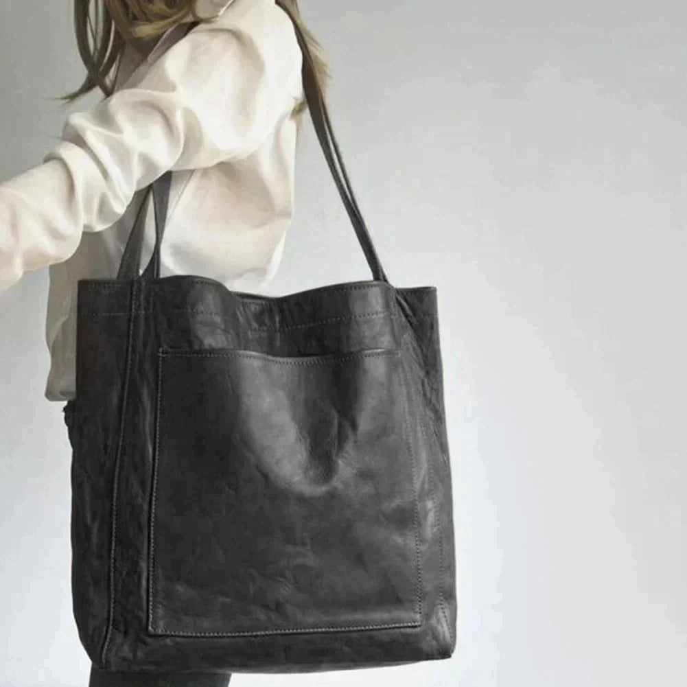 Davida | Leather Bag with Outside Pocket