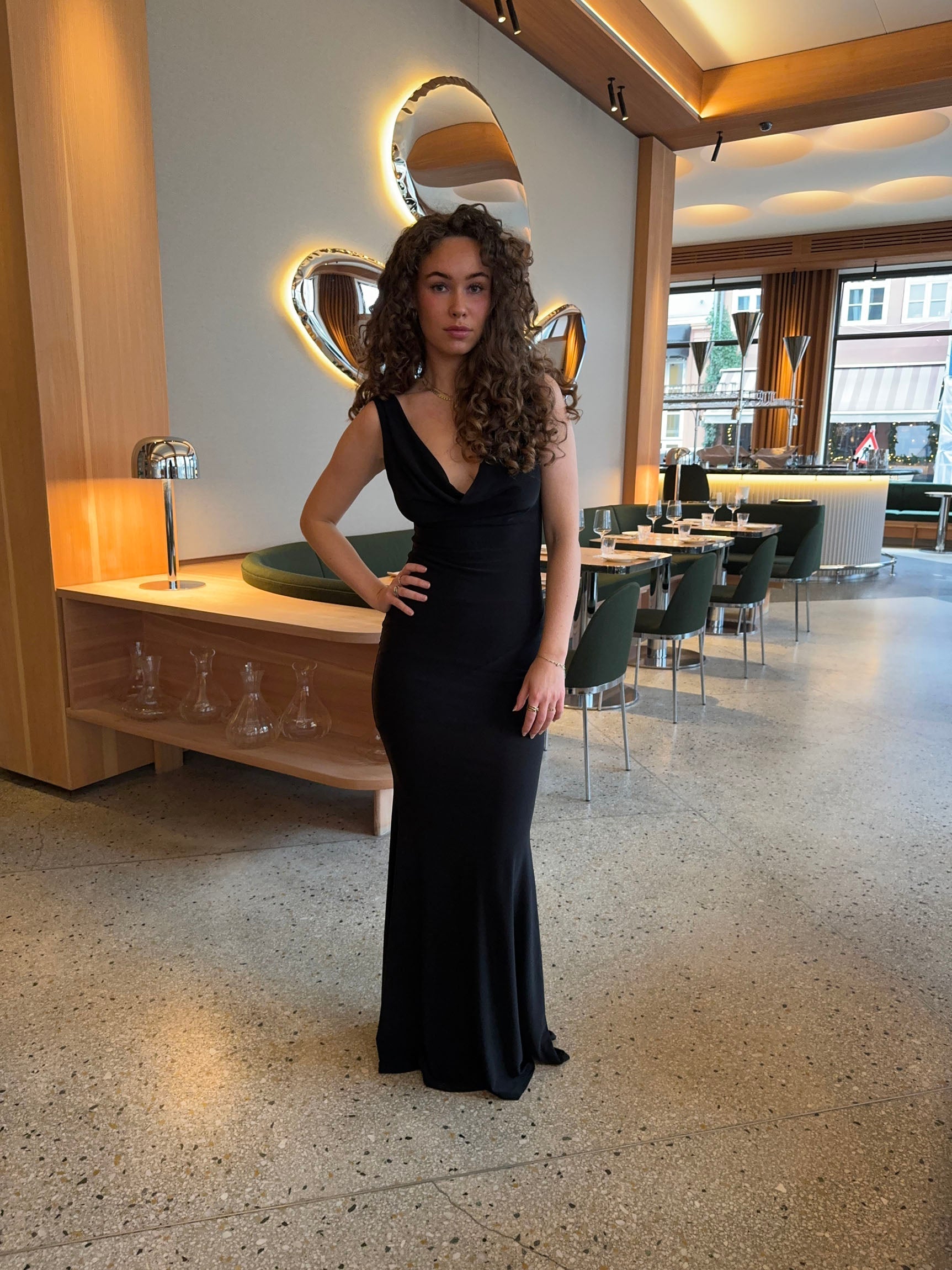 Marybelle | Black Evening Dress with Deep Neckline