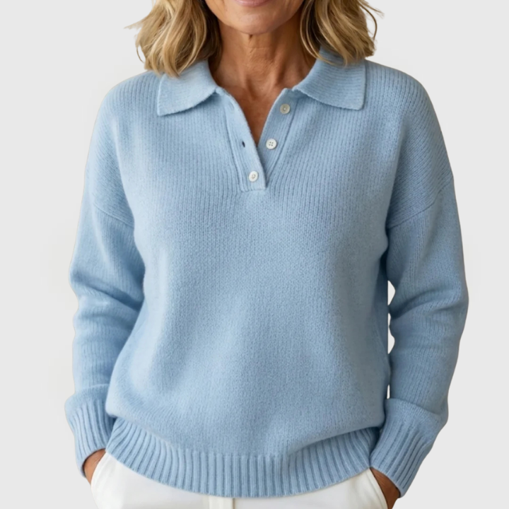 Madeline | Button Collar Knit Pullover