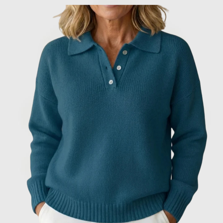 Madeline | Button Collar Knit Pullover