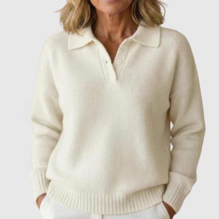 Madeline | Button Collar Knit Pullover