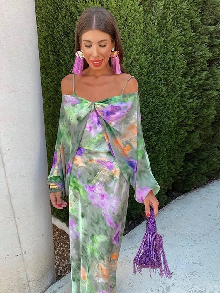 Navin | Maxi set Floral print with button detail