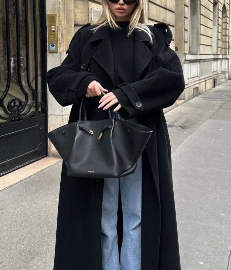 Jacquelynn | Classic Long Trench Coat Design and Belt