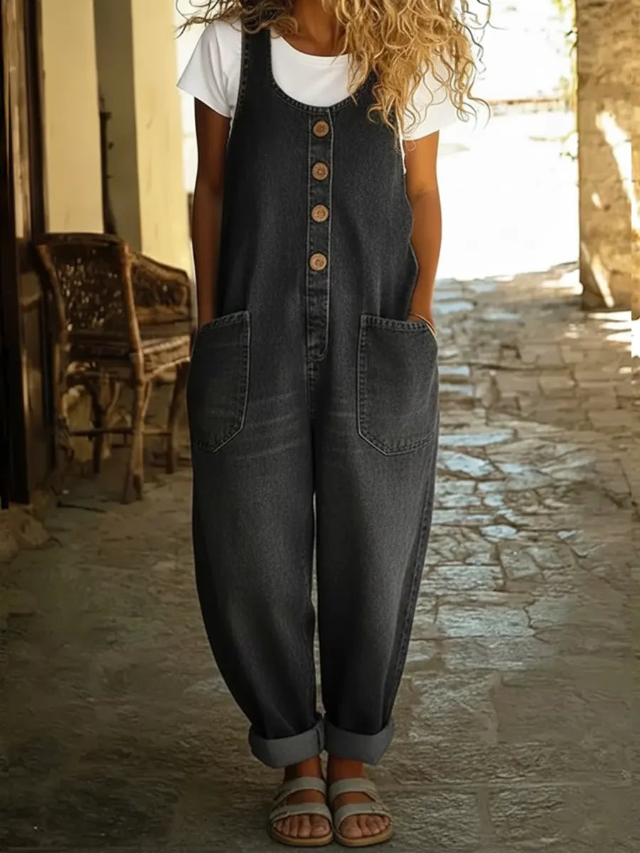 Marlow | Relaxed Denim Button Jumpsuit
