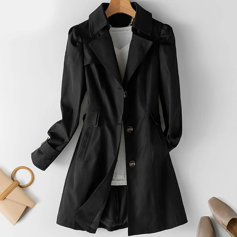 Kenya | Trench Coat with Puff Sleeves