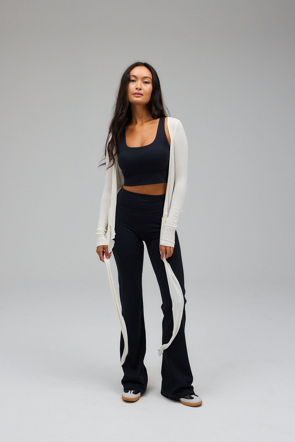 Jeannine | Wrap blouse, rib knitted, white