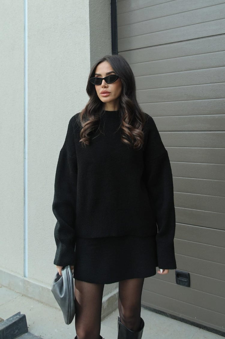 Trisha | Knitted Set with Oversized Sweater & Skirt