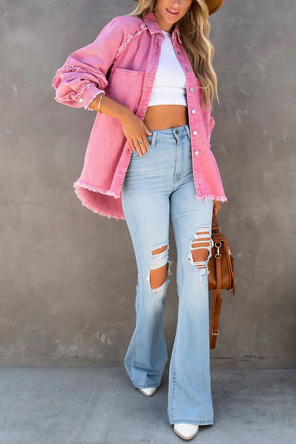 Leonora | Denim jacket with frayed details