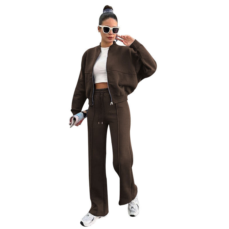 Stacy | Two-piece Set Cropped Bomber & Wide-leg