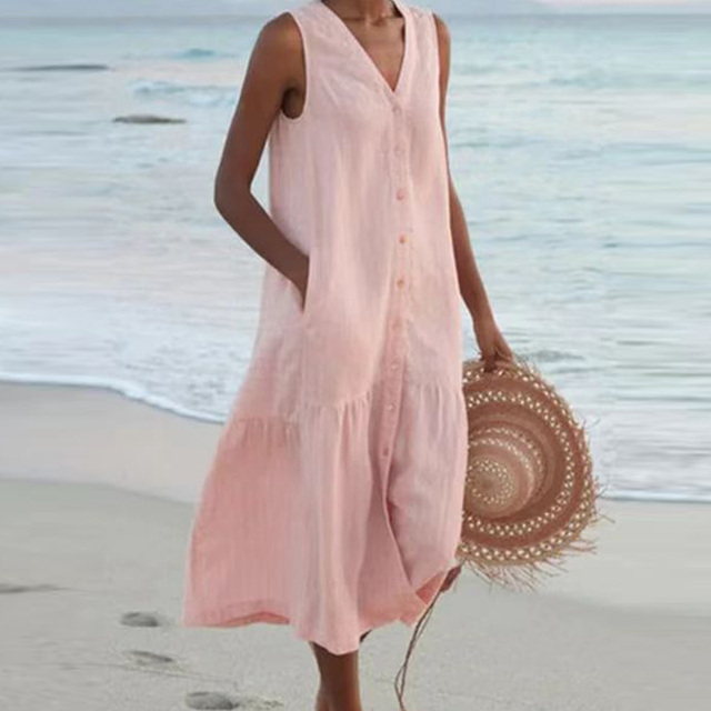 Mina | Long Dress Linen Look Summer