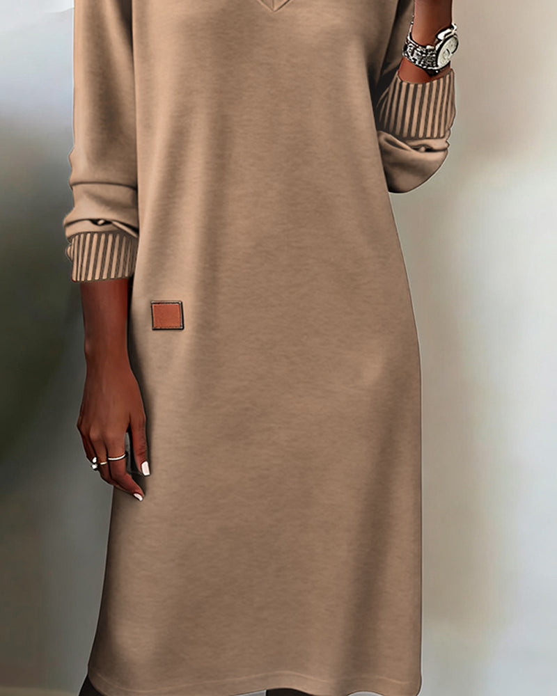 Kamila | Sweater Dress with Faux Leather Patch