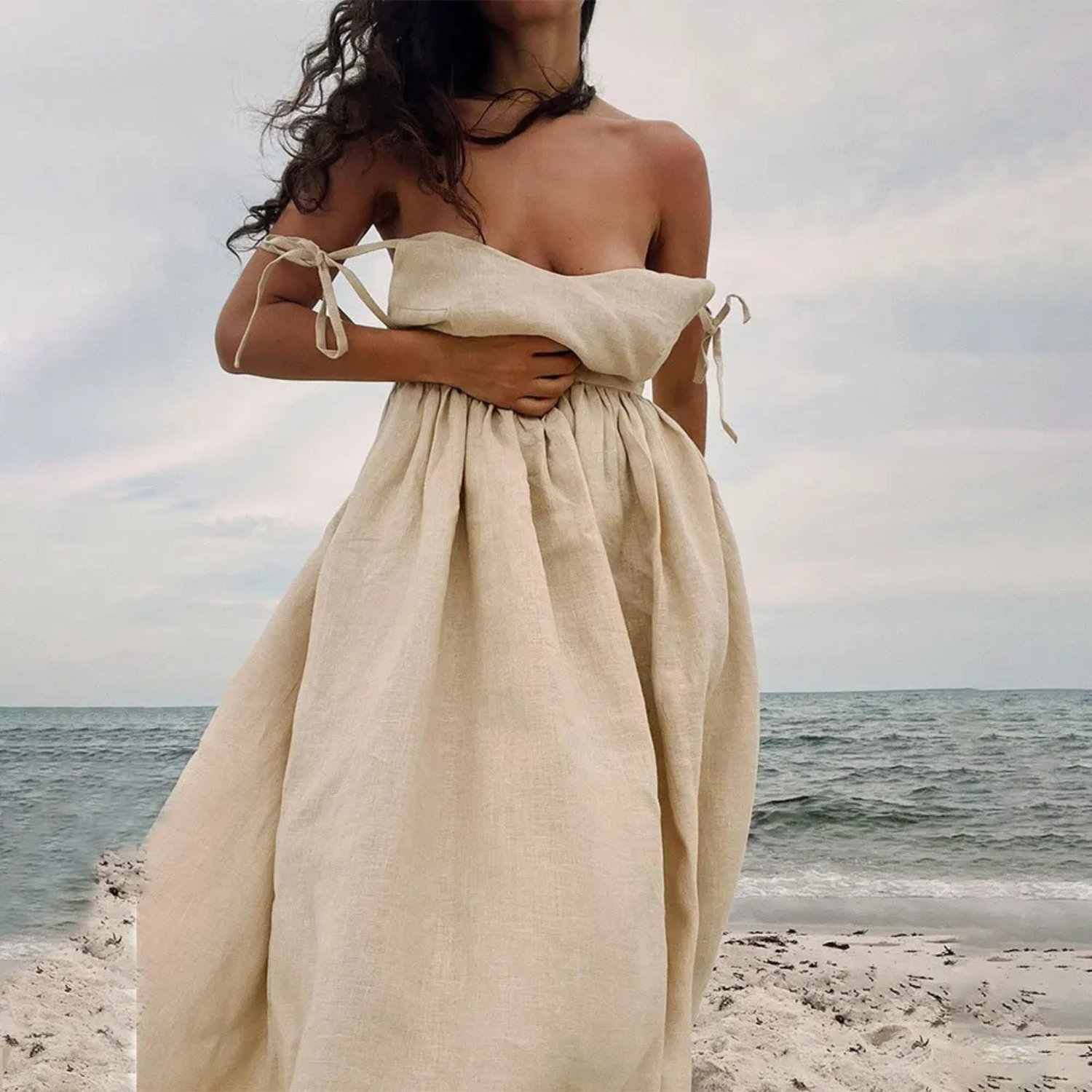 Carmela | Midi Dress Airy Linen Look