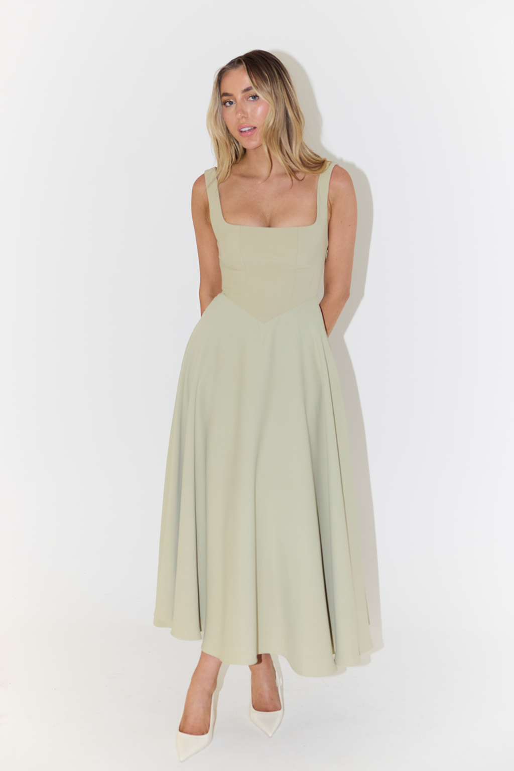 Armoni | Square Neck Midi Dress
