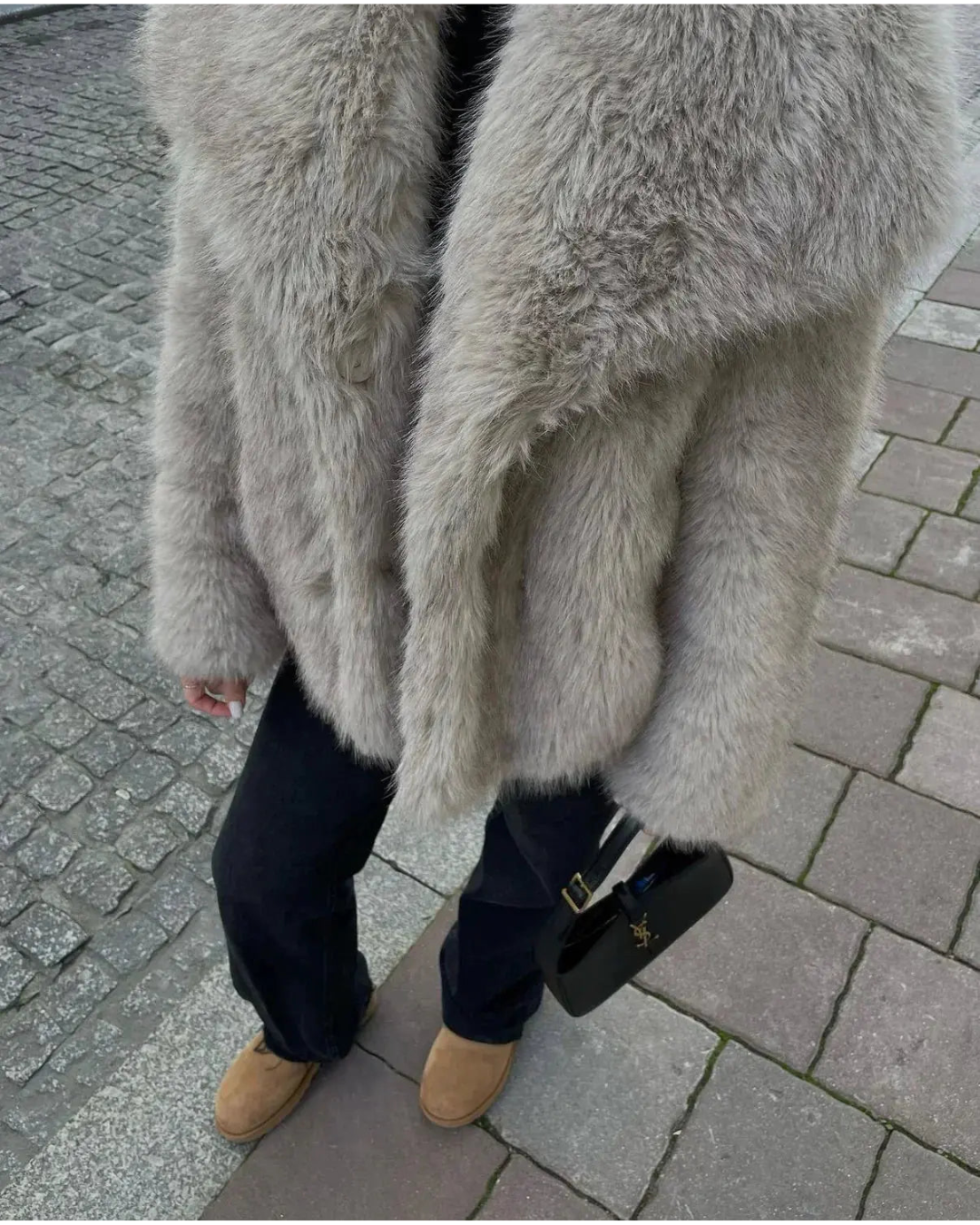 Yara | Faux Fur Coat with Wide Lapel Collar