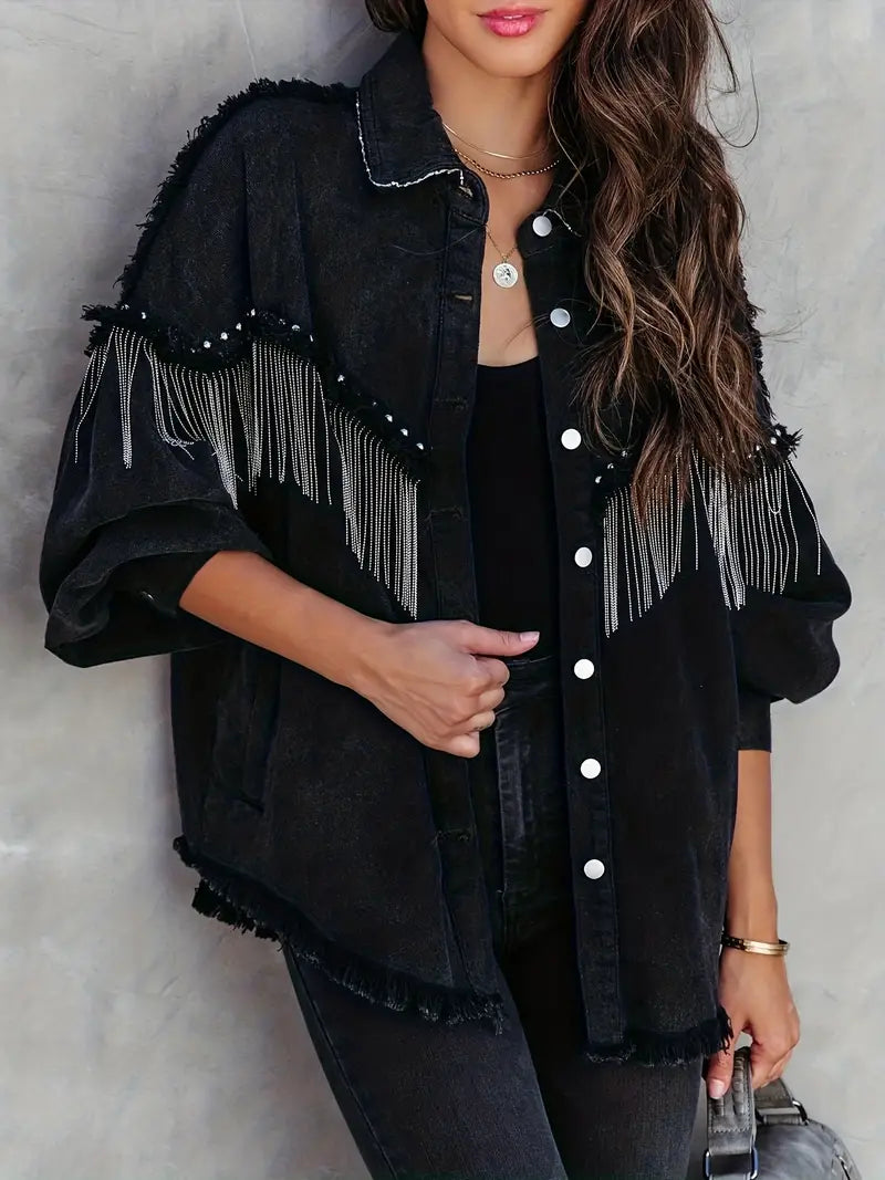 Kristian | Denim Jacket with Fringes & Studs