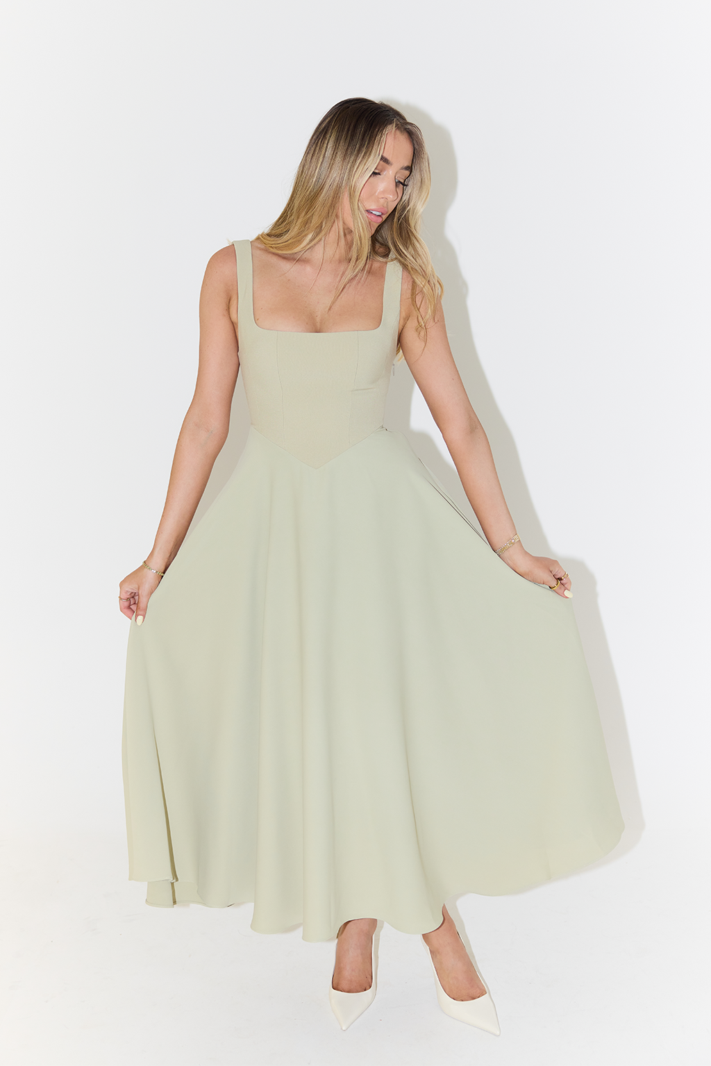 Armoni | Square Neck Midi Dress
