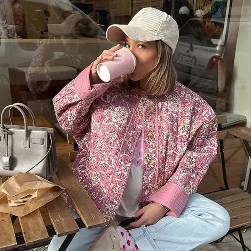 Oakley | Bomber Jacket Pink Floral Print Padded