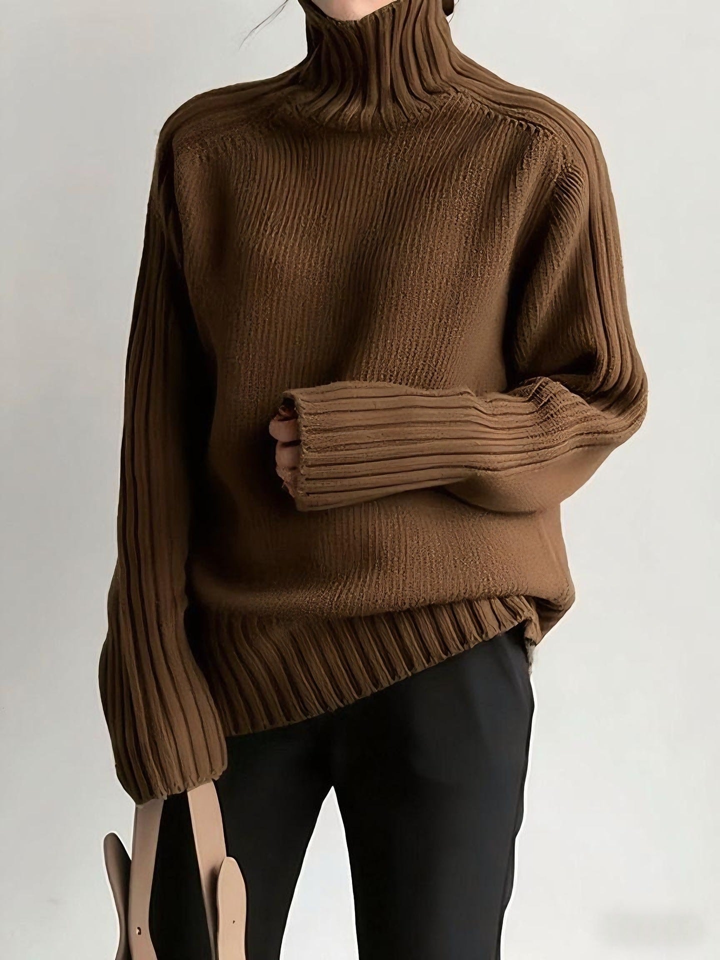 Aniston | Women's Turtleneck Ribbed Navy Blue