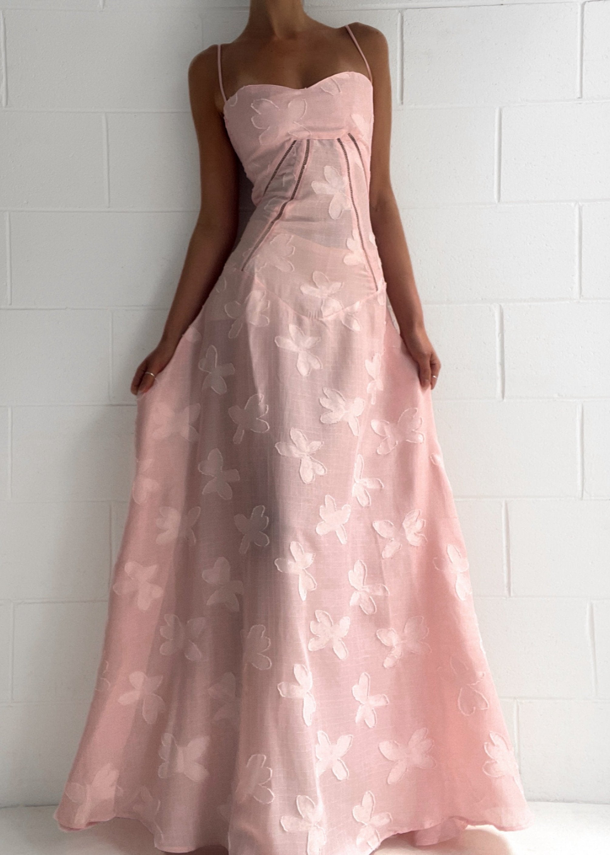 Freddie | Pink Midi Dress with Flowers