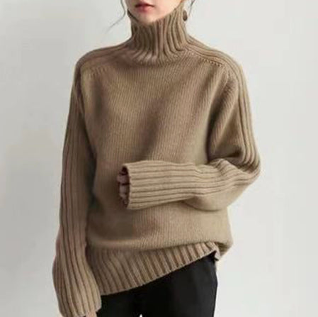 Aniston | Women's Turtleneck Ribbed Navy Blue