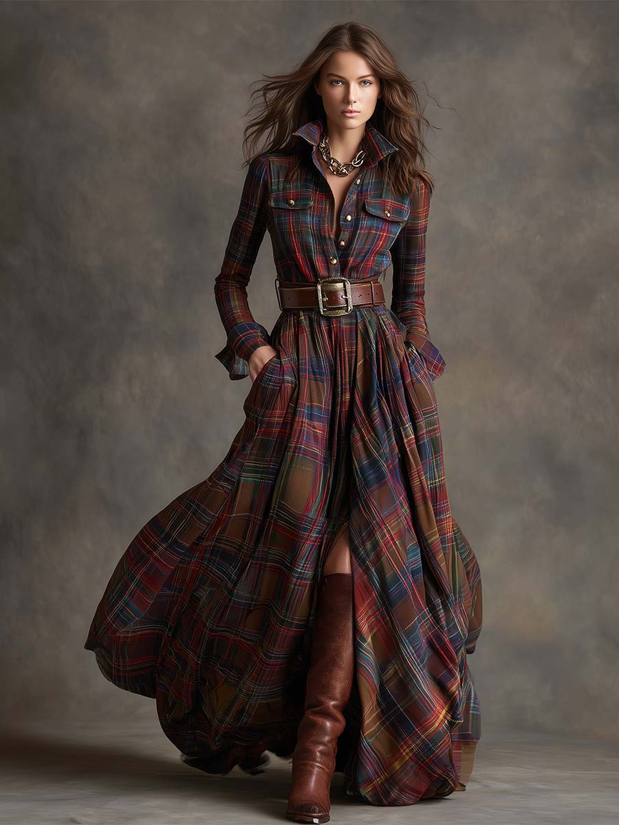Kellee | Maxi Dress Green Check Pattern