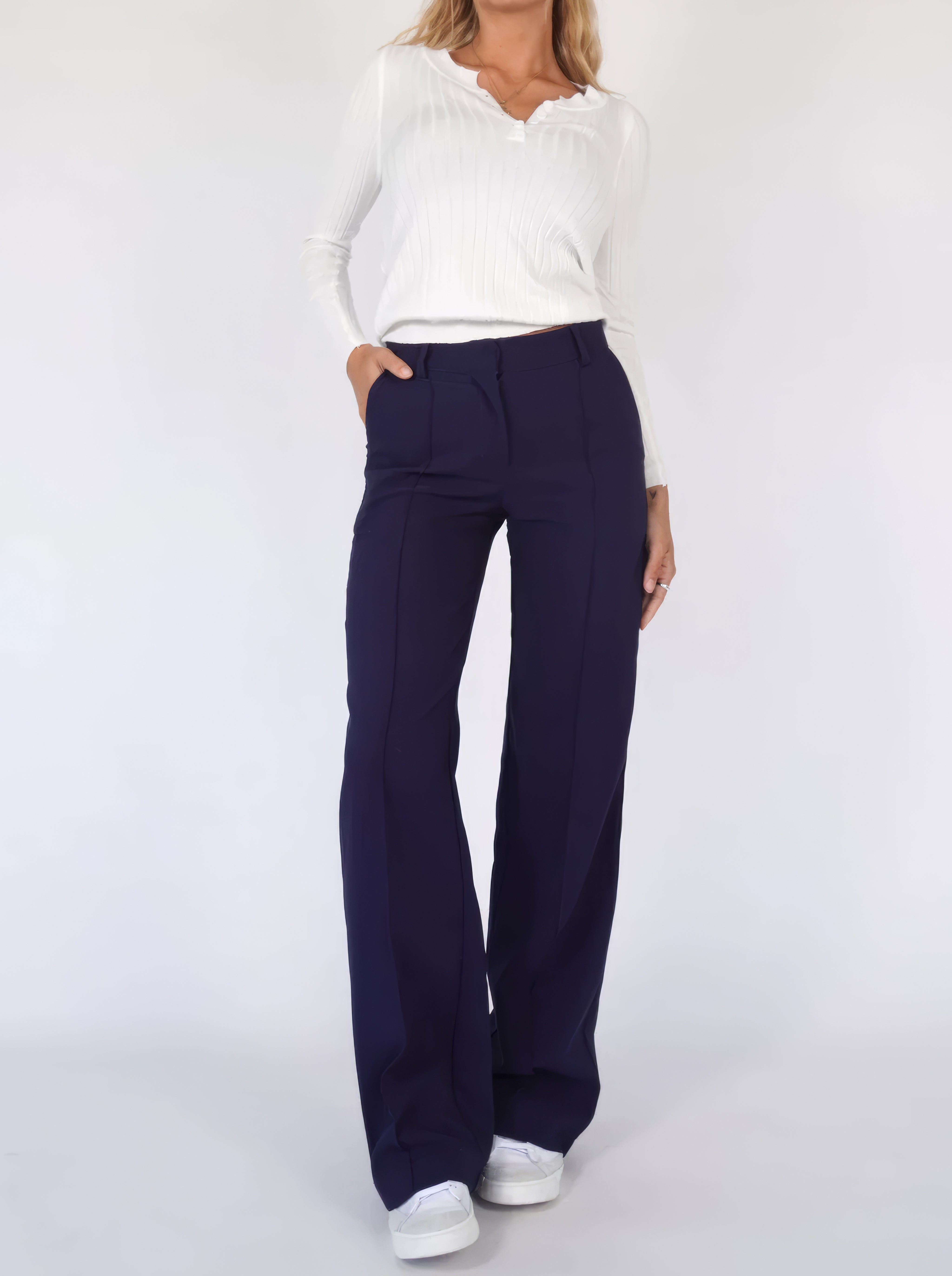 Eliza | Wide Leg Trousers with Seam Detail
