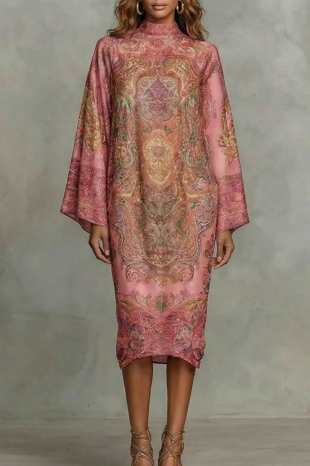 Marélienne – Baroque floral motif – Kimono midi dress