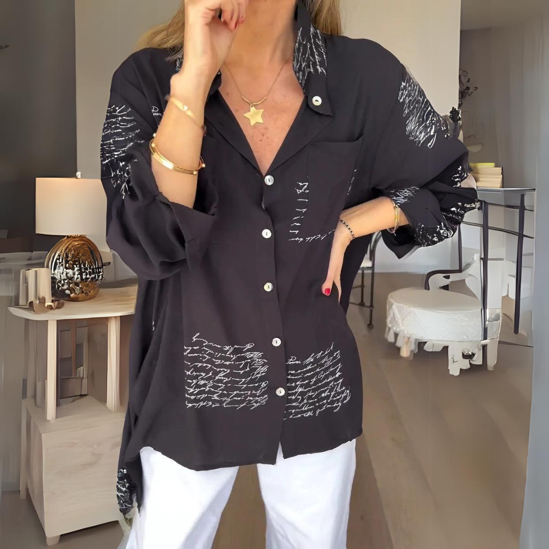 Zoey - Handwritten Button-Up Shirt
