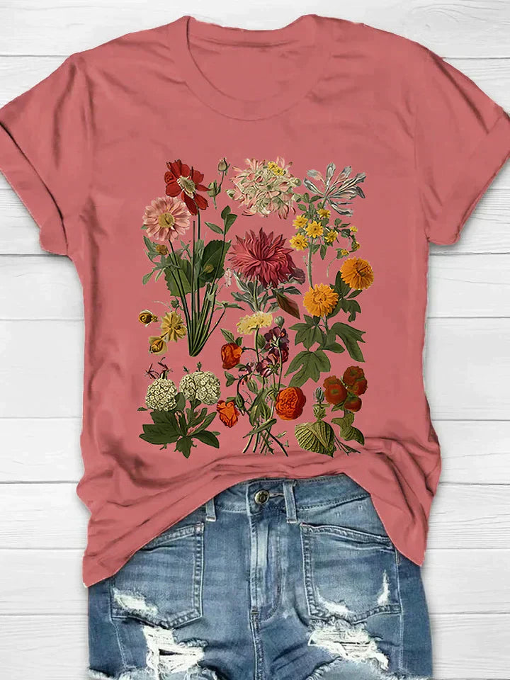 Debrah | Botanical Flower Print T-Shirt