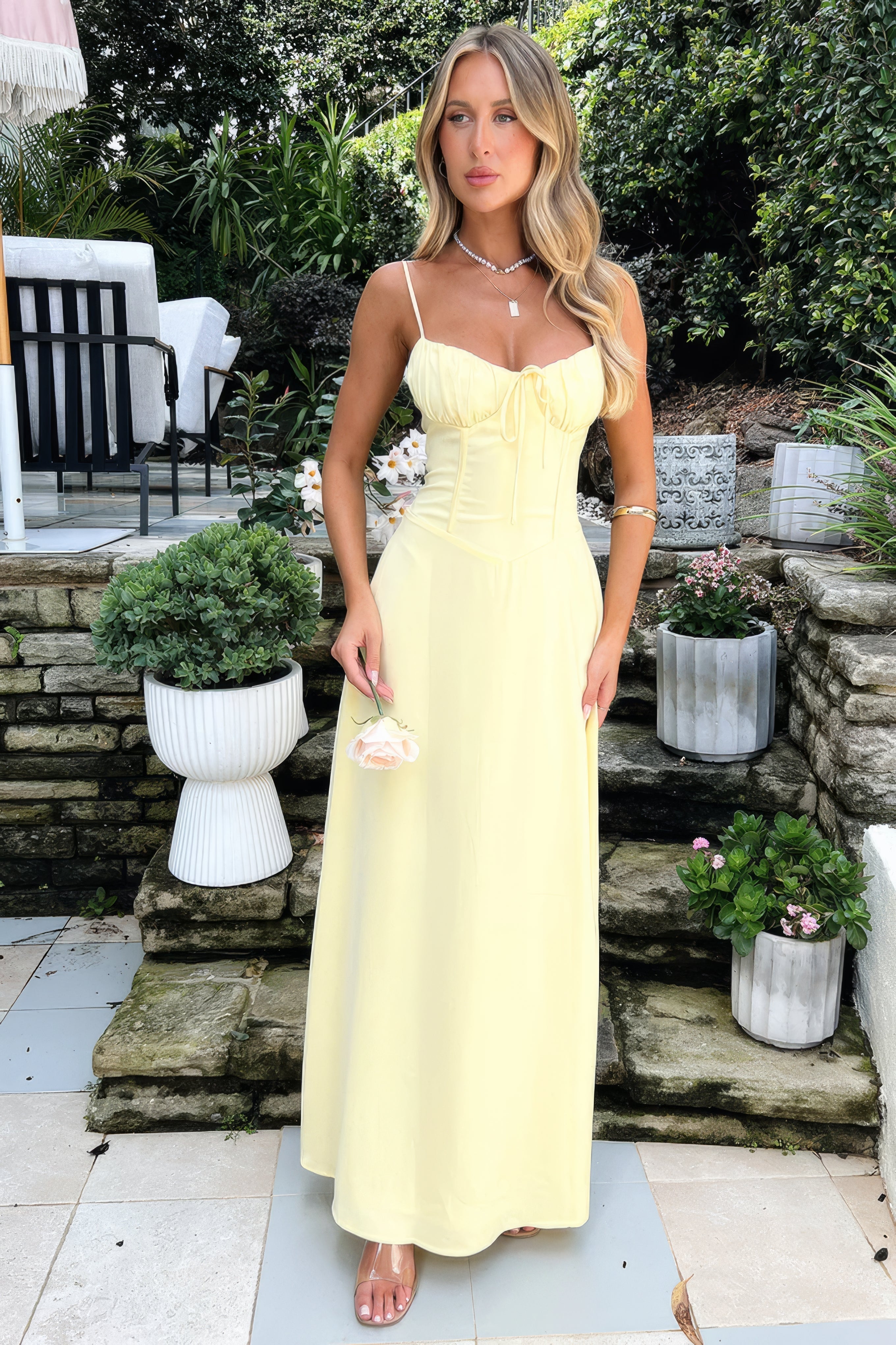 Fleur | Maxi Dress with Sweetheart Neckline & Bow Detail