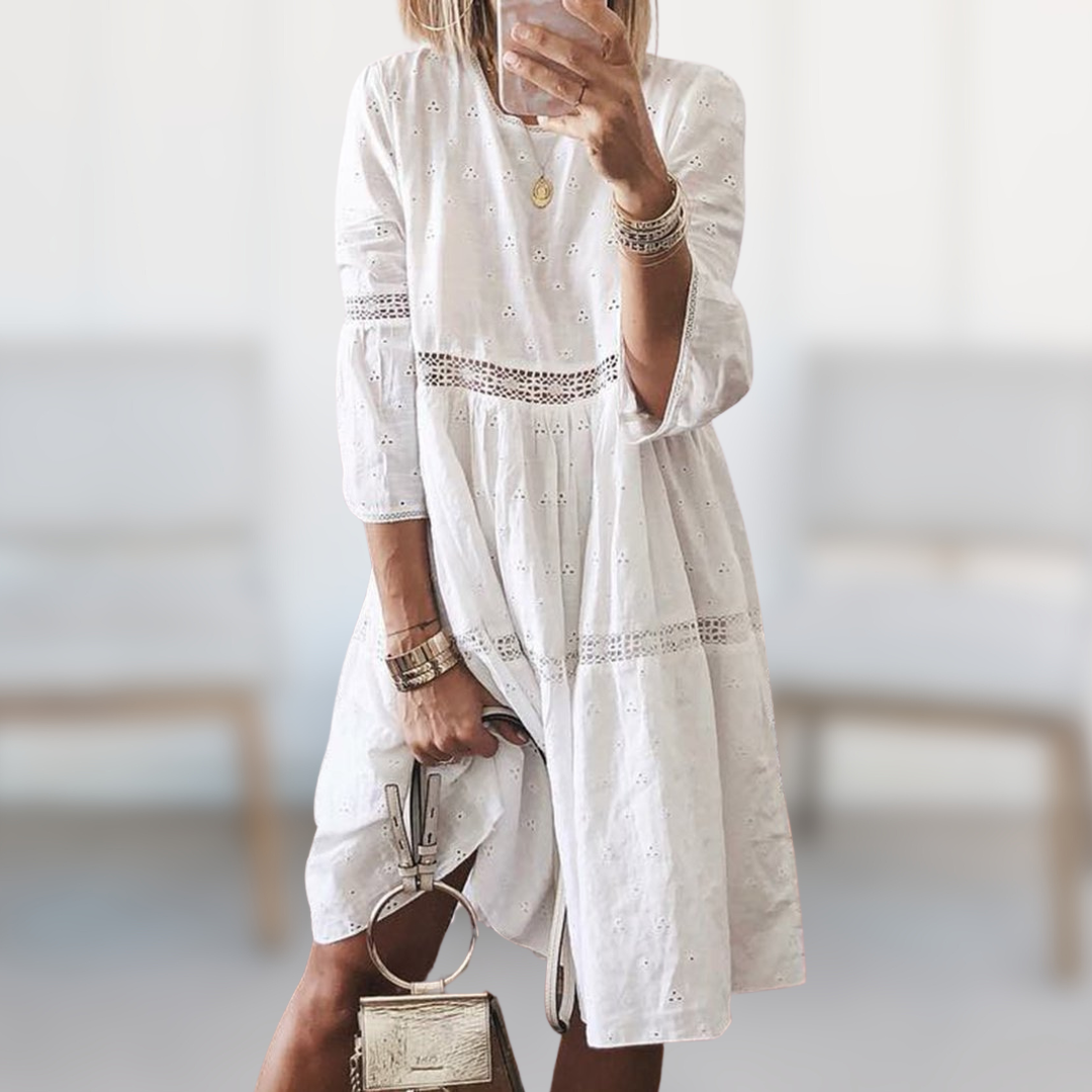 Tara | Relaxed Eyelet Midi Dress