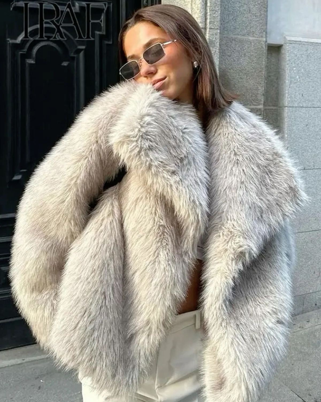 Yara | Faux Fur Coat with Wide Lapel Collar