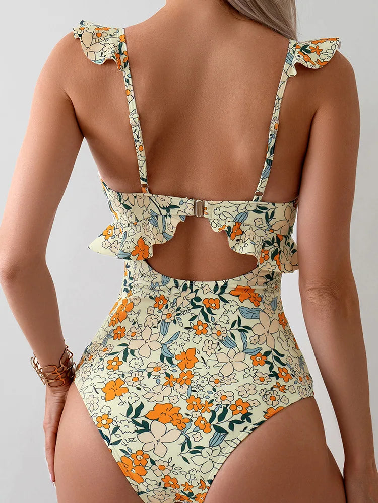 Jazelle | Swimsuit with Ruffles & Cut-out