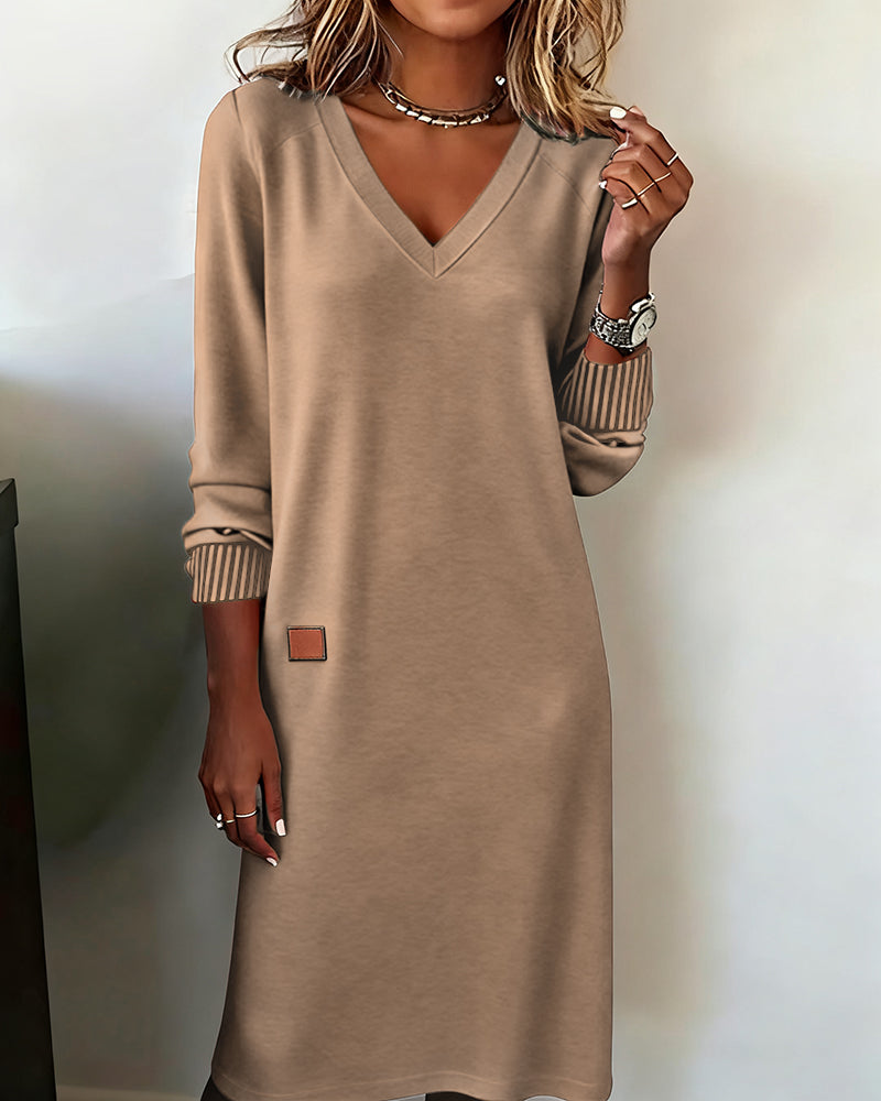 Kamila | Sweater Dress with Faux Leather Patch