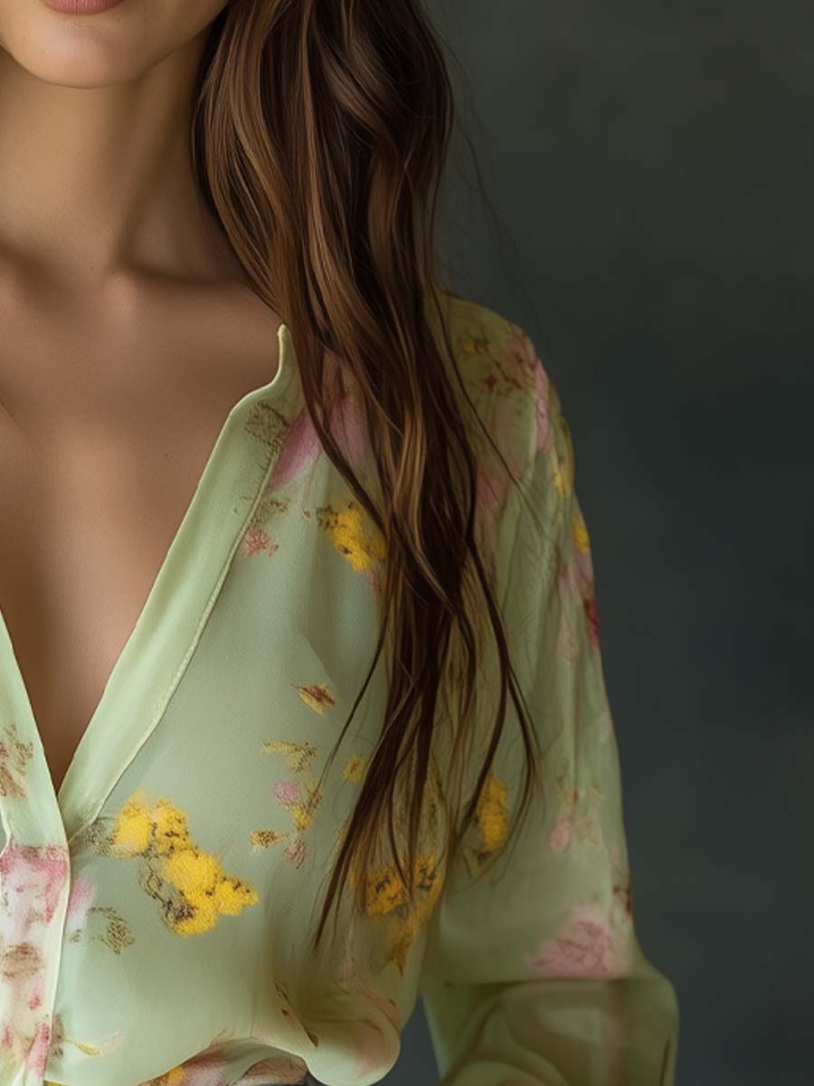 James | Chiffon Blouse with Floral Print