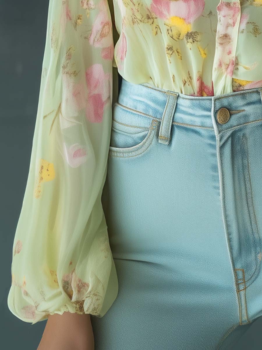 James | Chiffon Blouse with Floral Print