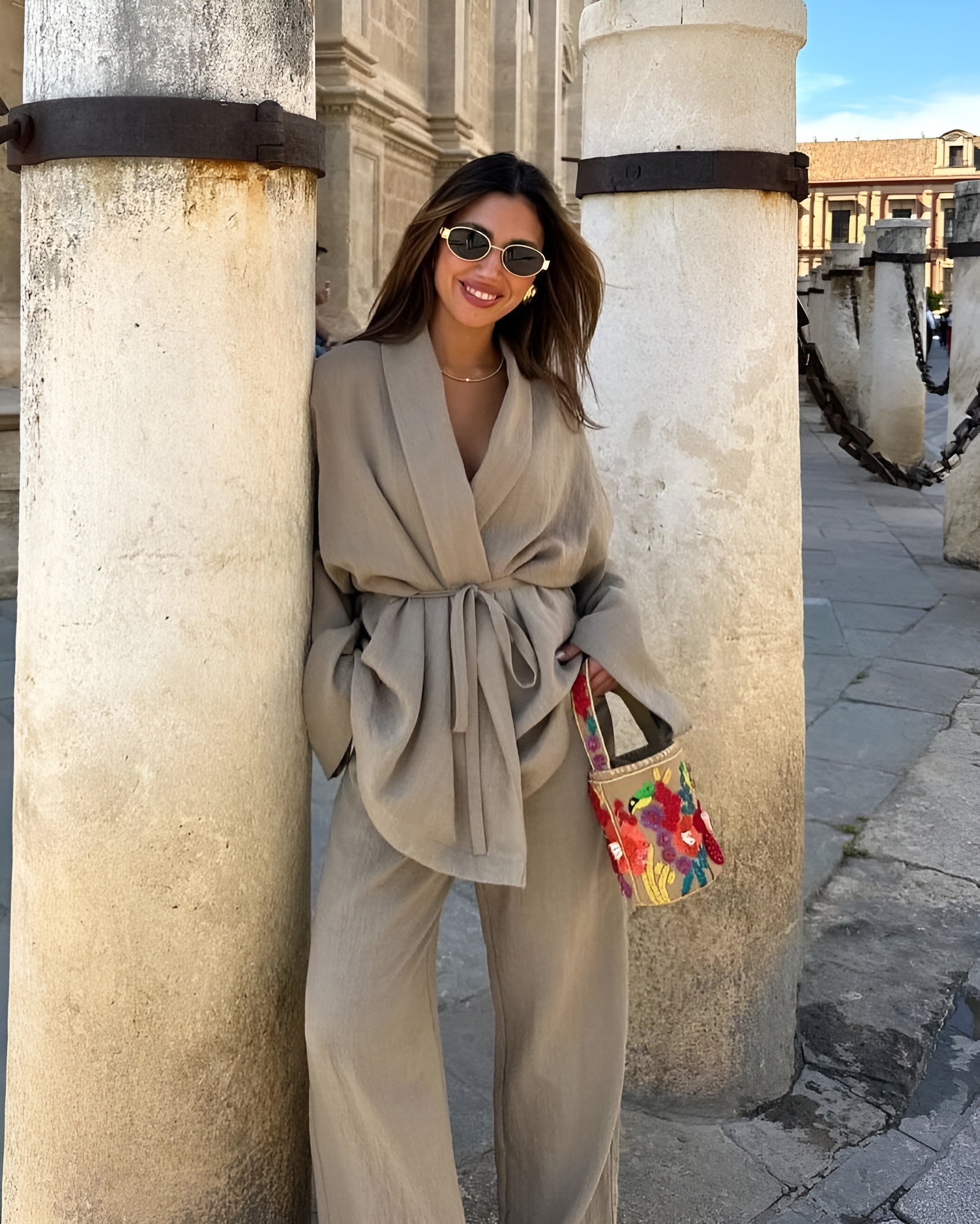Myrle | Two Piece Kimono Set Wrap Top