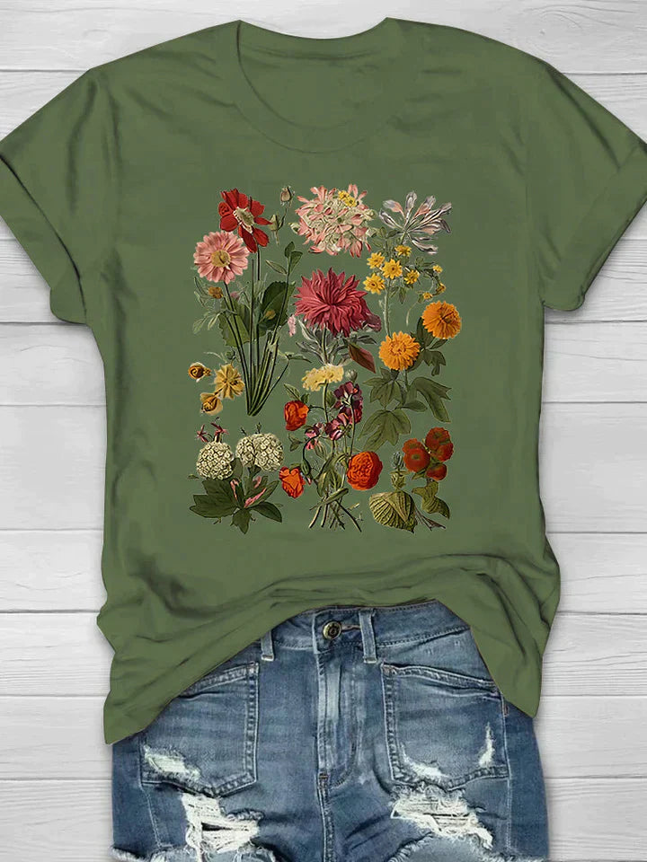 Debrah | Botanical Flower Print T-Shirt