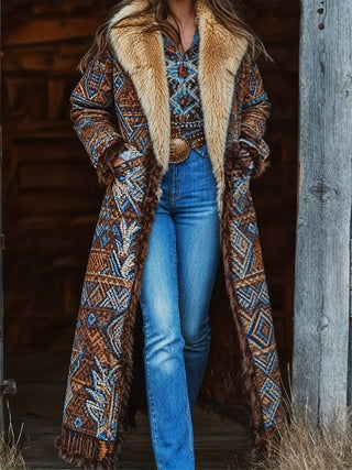 Medina | Long Duster Coat with Faux Fur