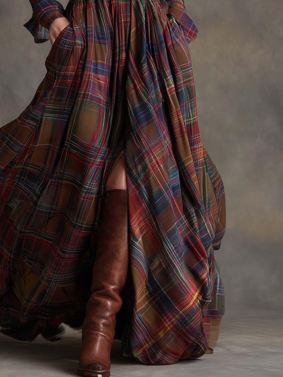 Kellee | Maxi Dress Green Check Pattern