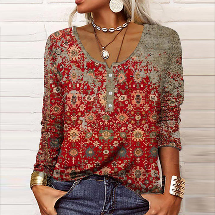 Alverta | Henley Shirt Bohemian Print