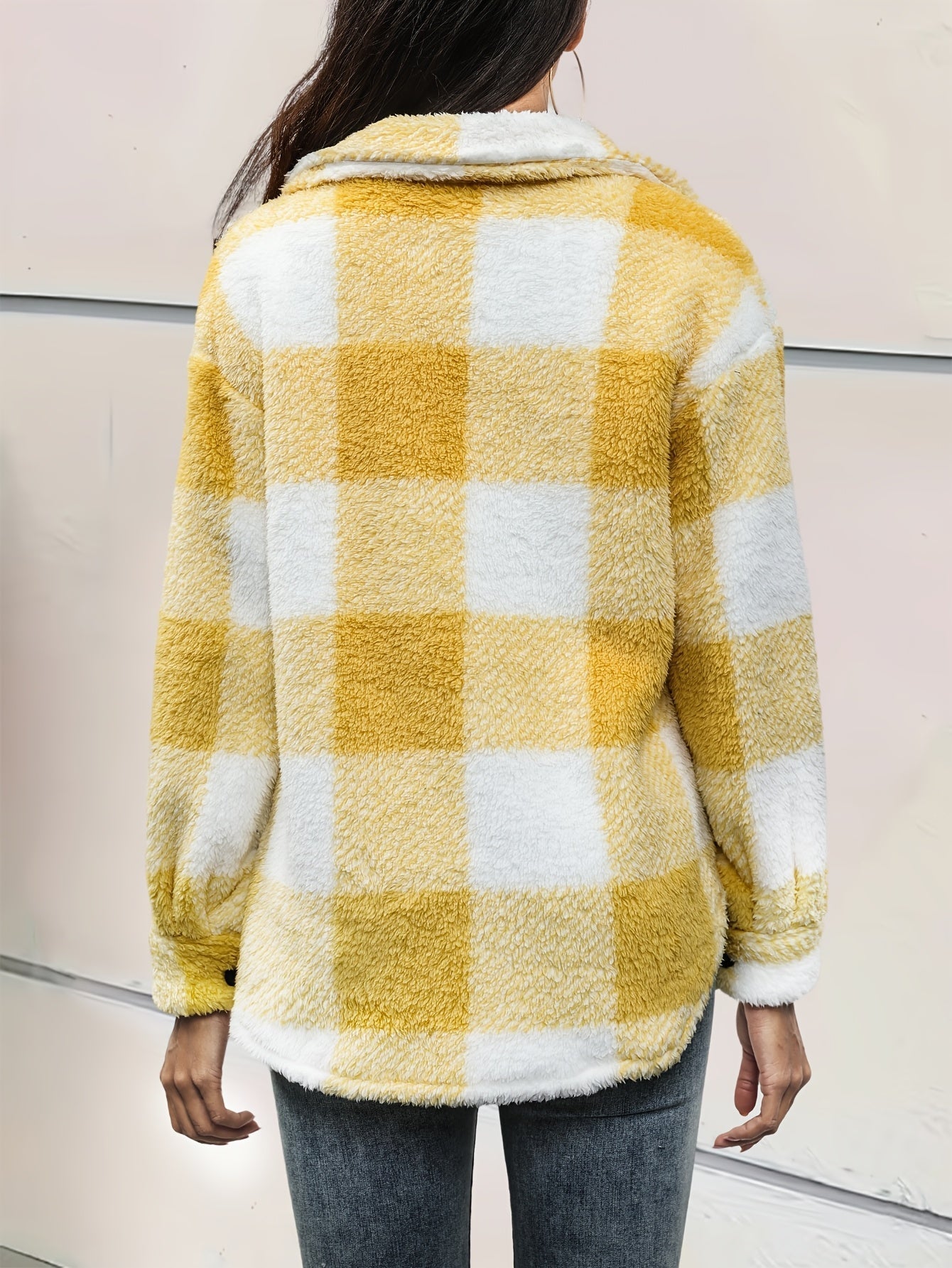 Emalyn | Mid-Way Coat Plush Block Pattern