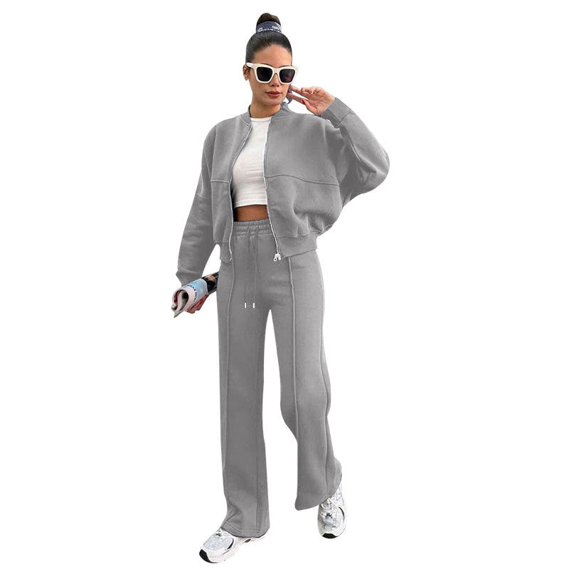 Stacy | Two-piece Set Cropped Bomber & Wide-leg